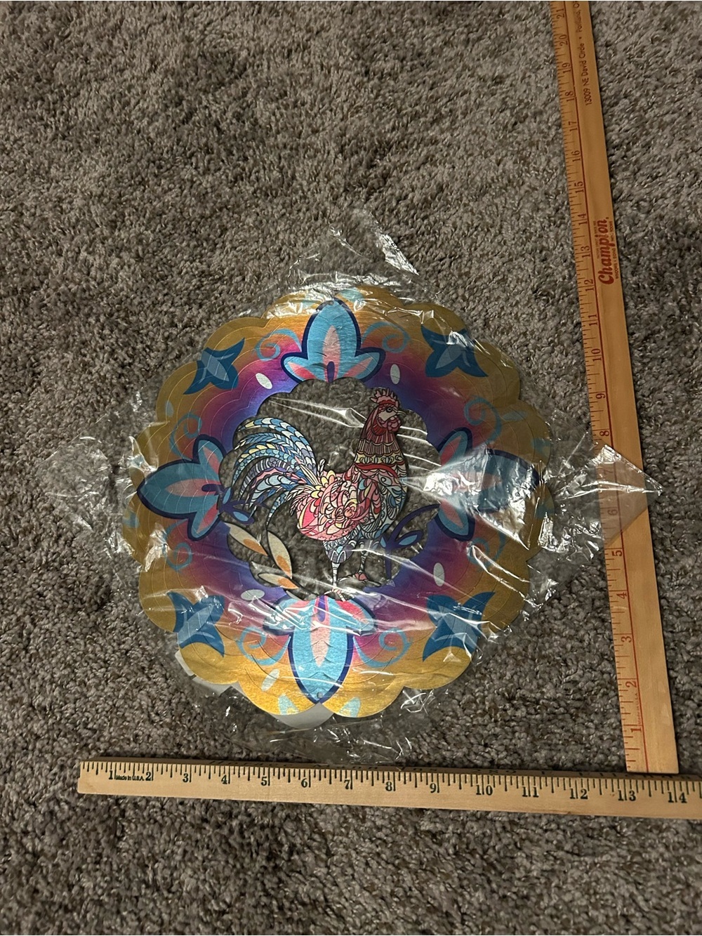Colorful Patterned Rooster Wind Spinner - Picture 3 of 5